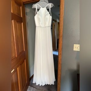 NWT - Ivory Special Occasion Floor Length Gown with sewn detail rhinestone belt